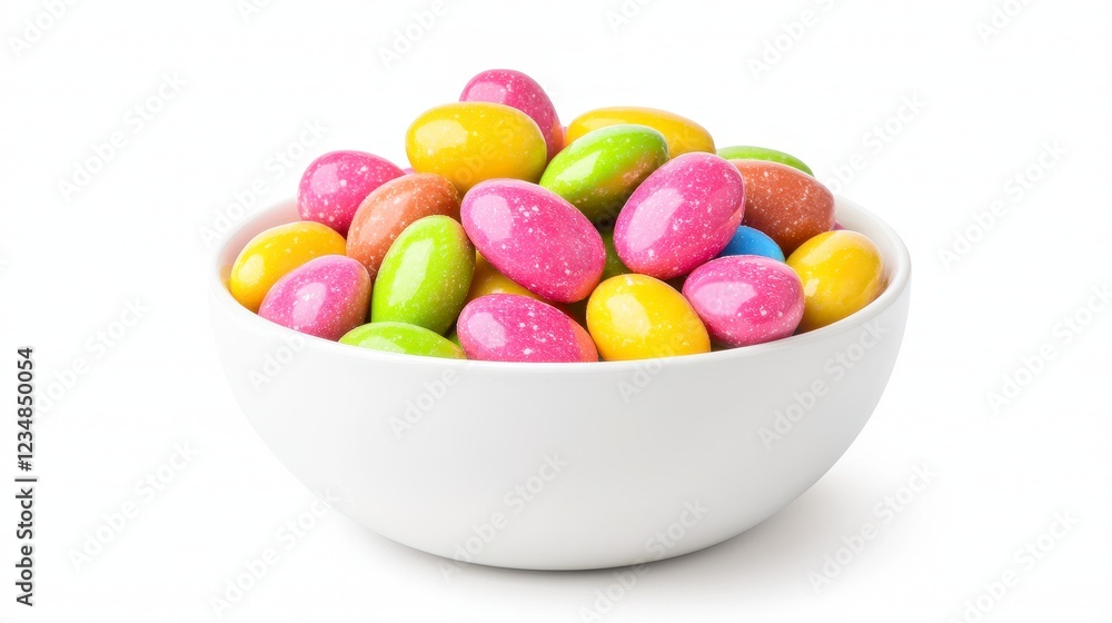 Colorful Speckled Candies In White Bowl Colorful Speckled Candies In White Bowl