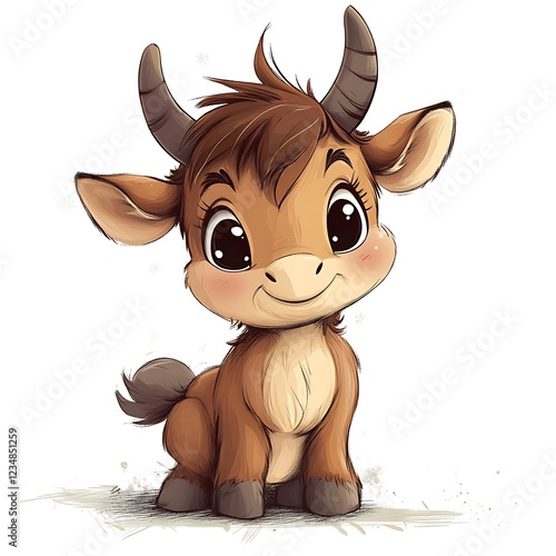 Happy Cartoon Calf Illustration photo