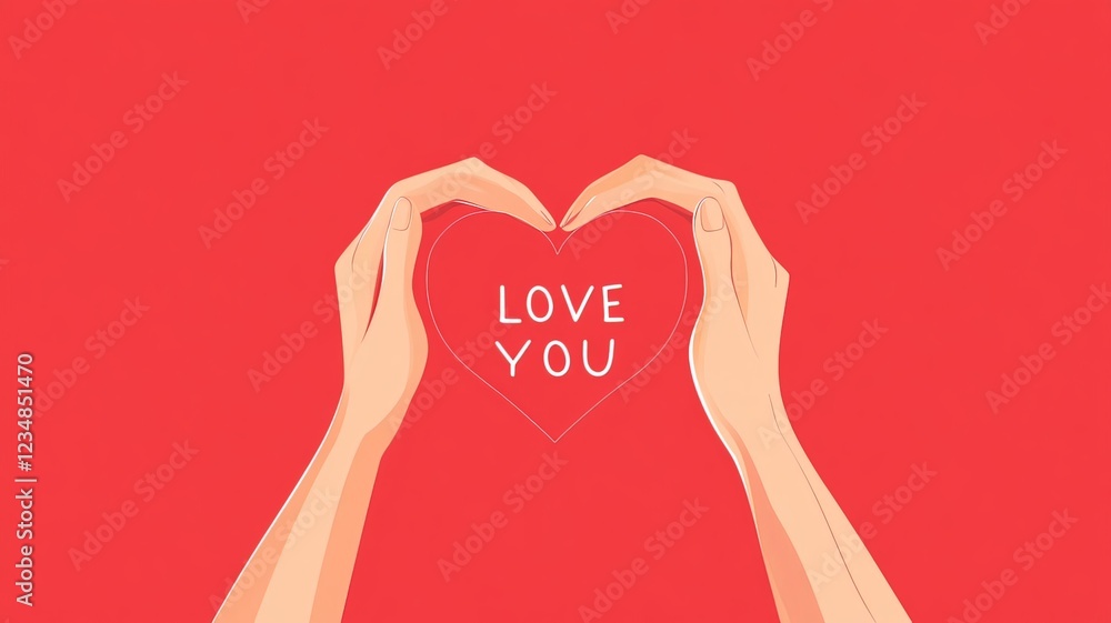Two hands forming a heart shape with the text Two hands forming a heart shape with the text