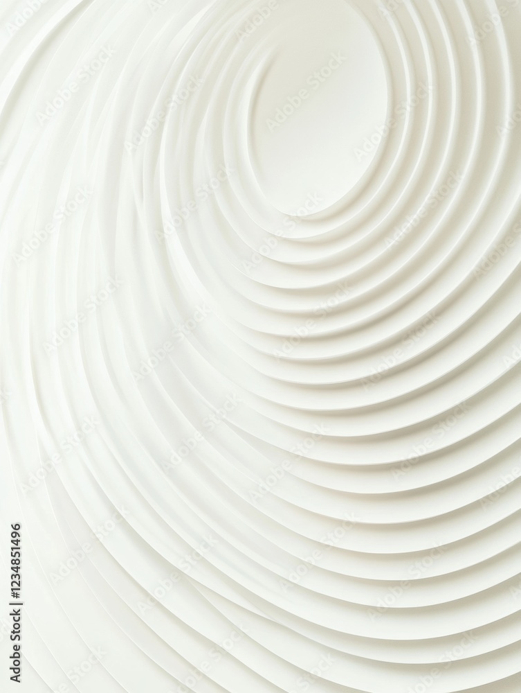 Obraz premium Elegant white textured design featuring concentric circular patterns on a flat surface. Generative AI