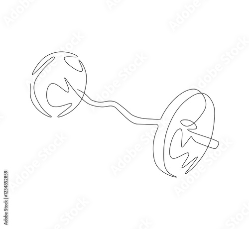 Barbell continuous line. Continuous one line drawing barbell for exercise. Gym, fitness concept. Single line drawing