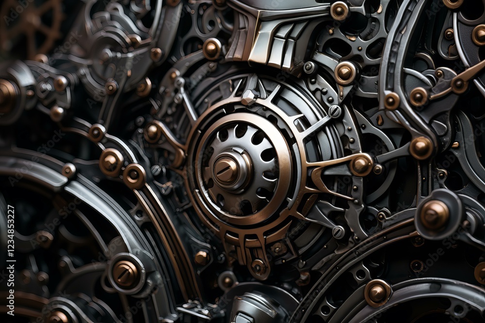 Intricate clockwork mechanism with gears and cogs working together, showcasing precision engineering Intricate clockwork mechanism with gears and cogs working together, showcasing precision engineering
