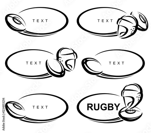 Rugby frame set set. Collection icons rugby. Vector