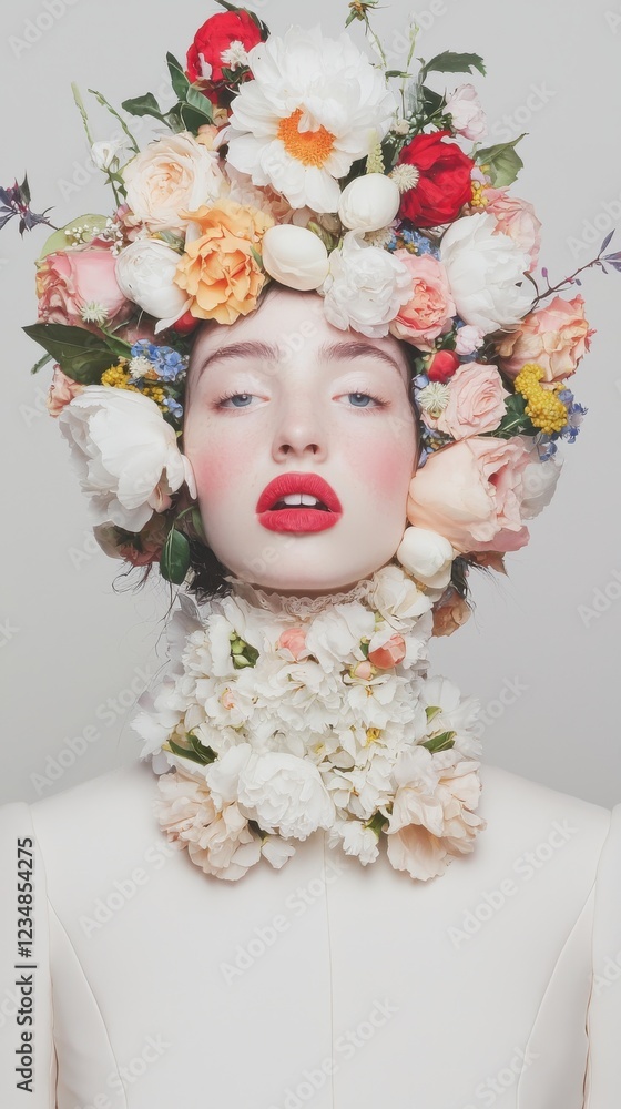 Fototapeta premium Floral portrait art studio soft focus close-up beauty