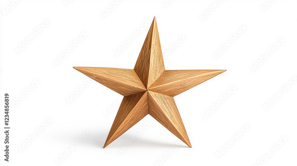 Gold Five Pointed Star Decoration On White Gold Five Pointed Star Decoration On White