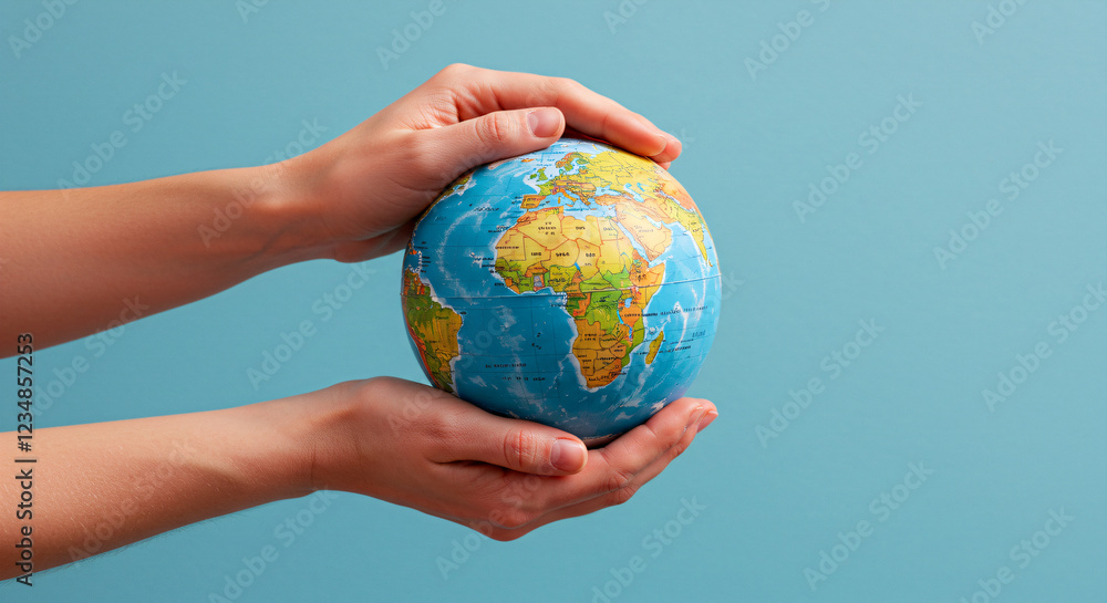 Gentle hands cradle our fragile Earth. Gentle hands cradle our fragile Earth.