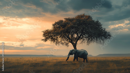 silhouette of a tree at sunset AI generative 