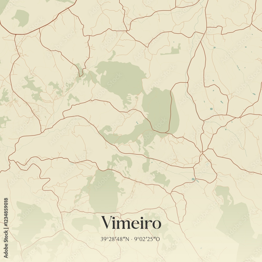 Obraz premium Vintage map of Vimeiro, Portugal.