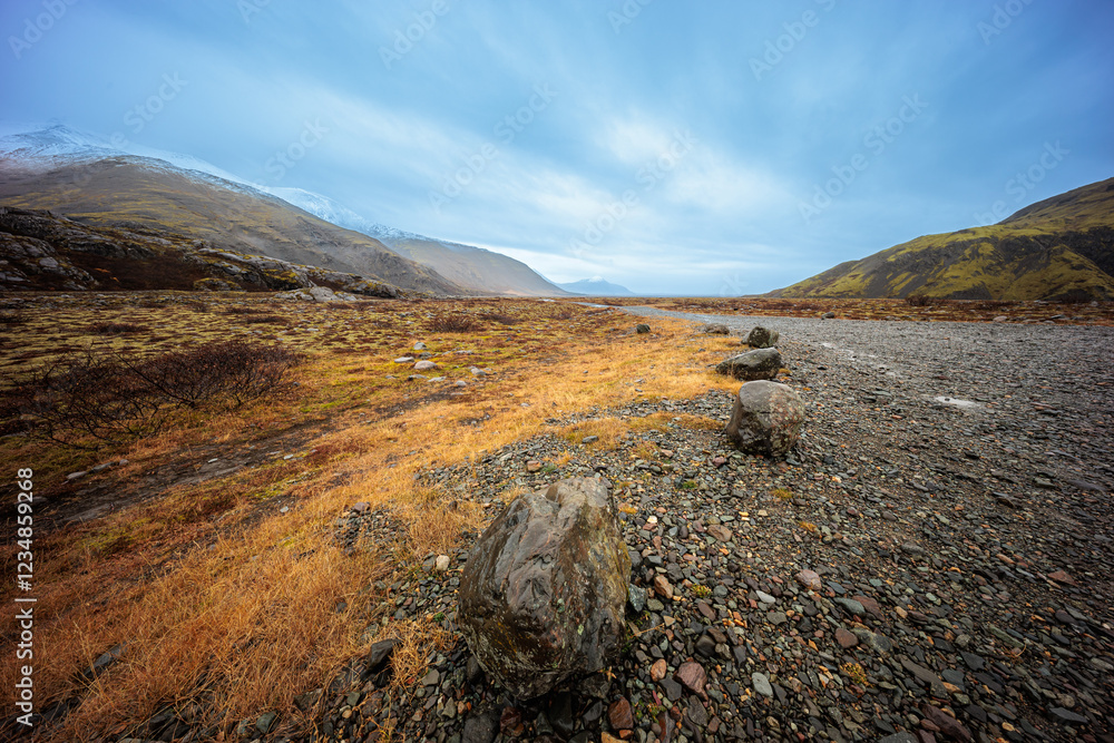 A glacial lake in Svínafellsjokull National Park in the east of Iceland.