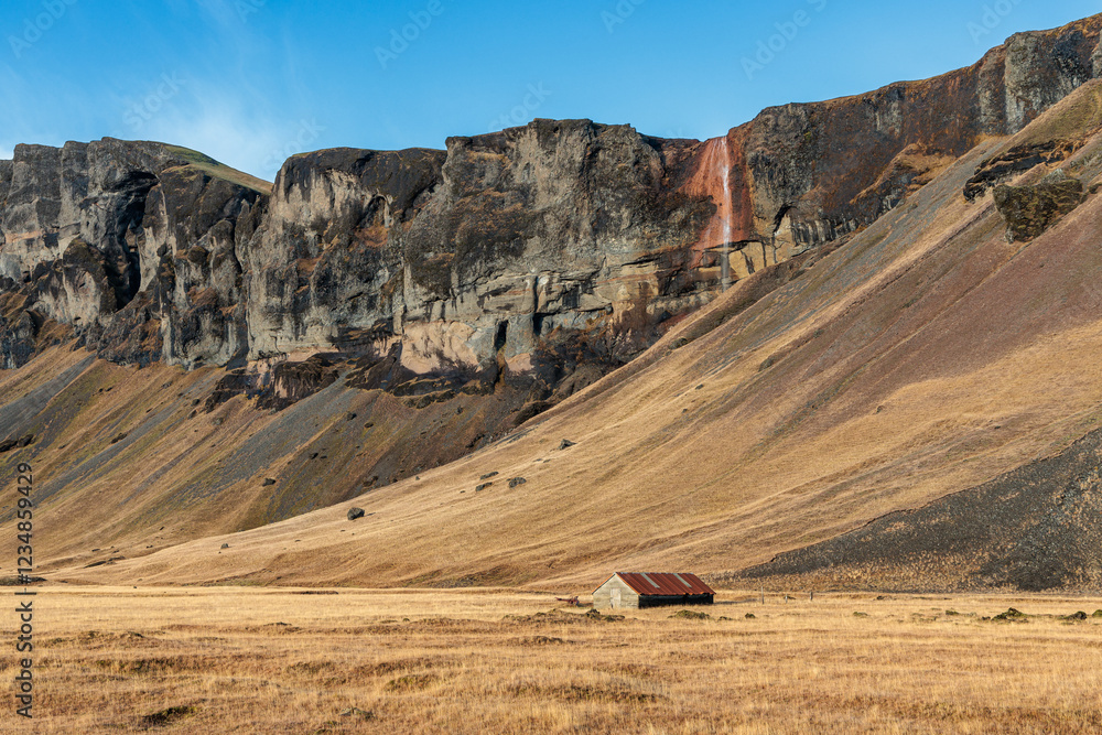 Landscape around Orustuholl (Battle Hill) in Iceland.