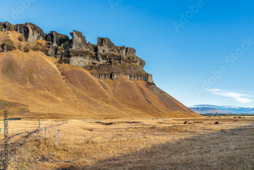 Obraz na płótnie Landscape around Orustuholl (Battle Hill) in Iceland. w salonie