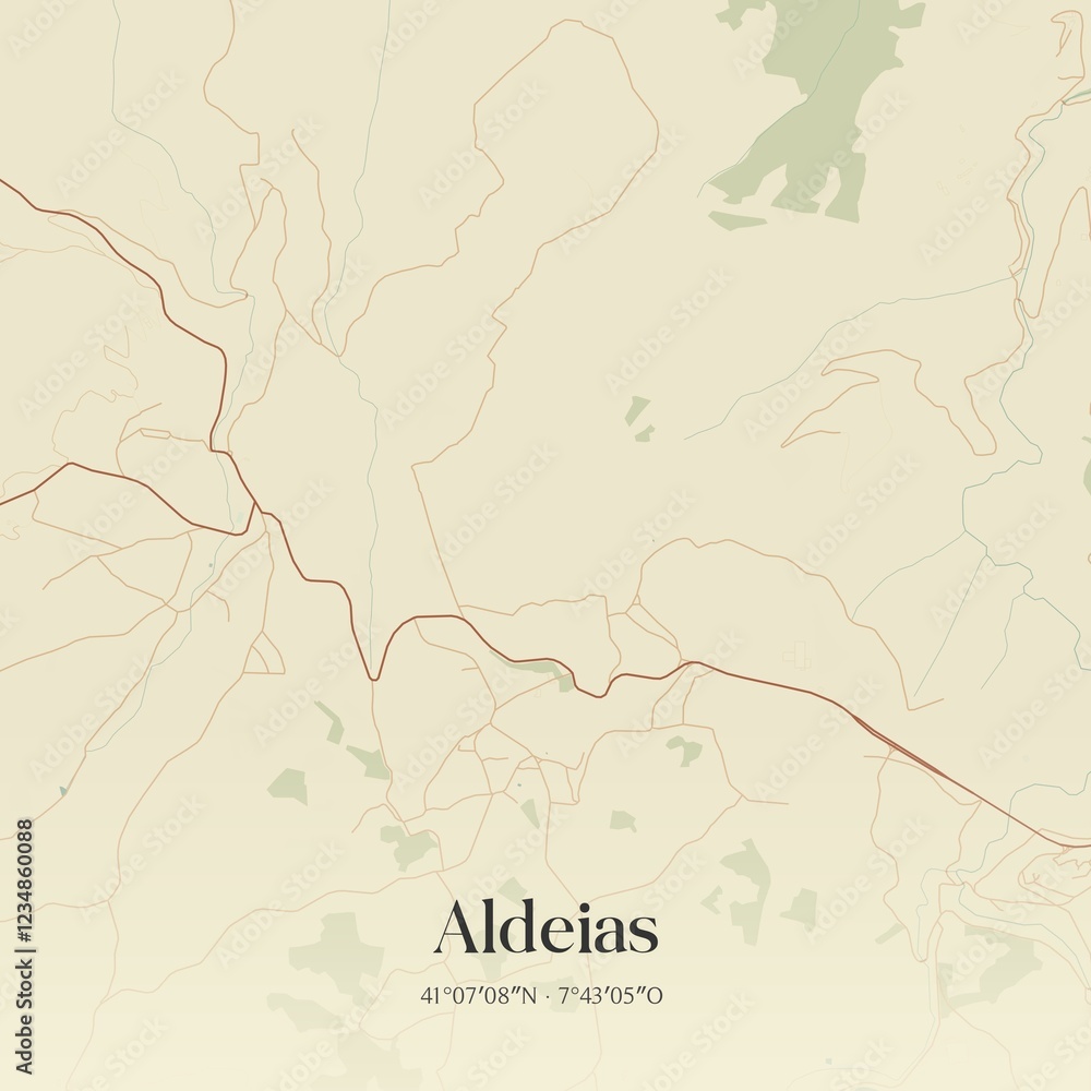 Obraz premium Vintage map of Aldeias, Portugal. 