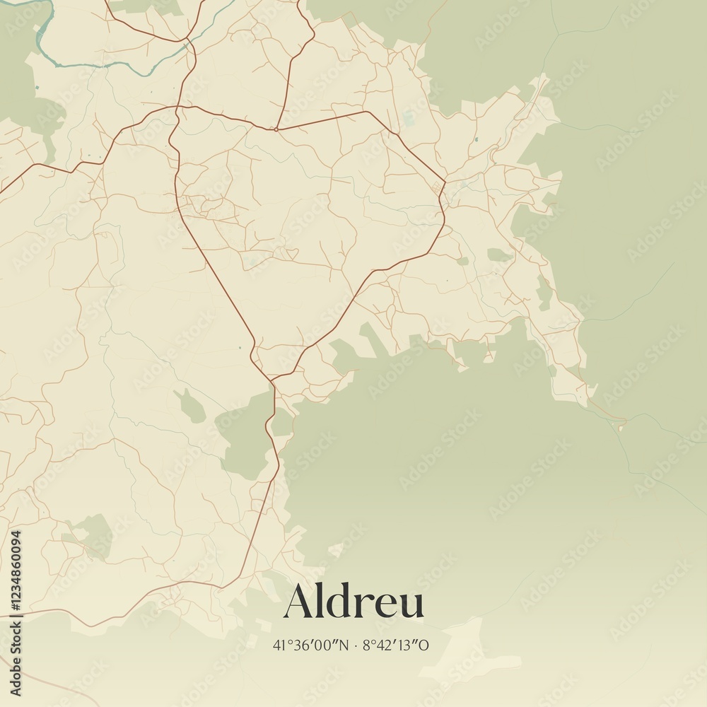 Fototapeta premium Vintage map of Aldreu, Portugal.