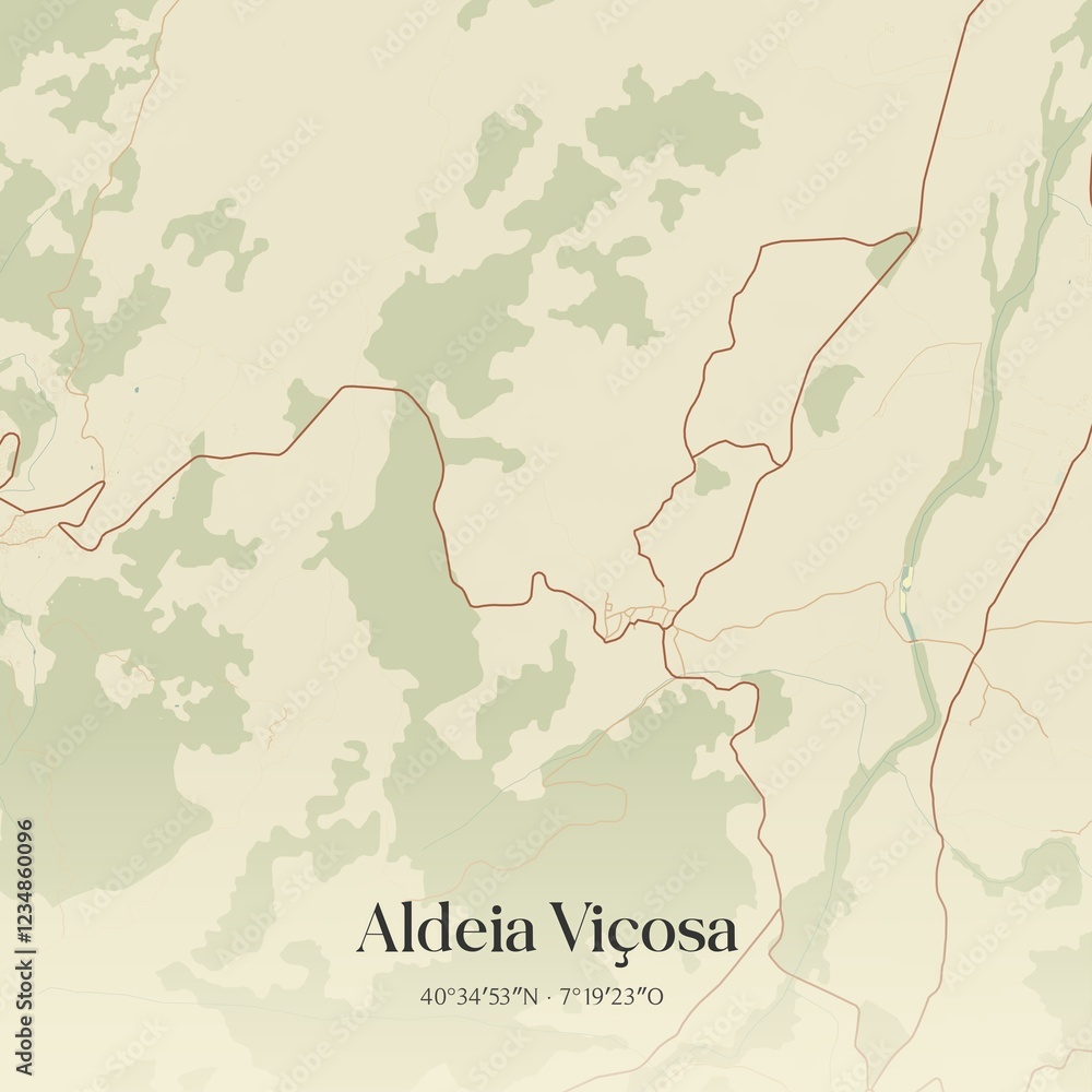Obraz premium Vintage map of Aldeia Vi�osa, Portugal. 