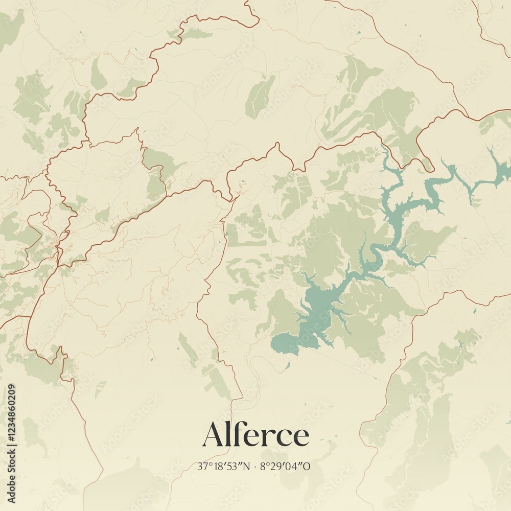 Fototapeta premium Vintage map of Alferce, Portugal. 