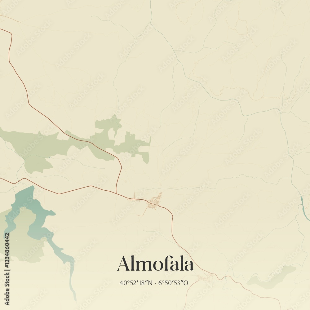 Fototapeta premium Vintage map of Almofala, Portugal. 