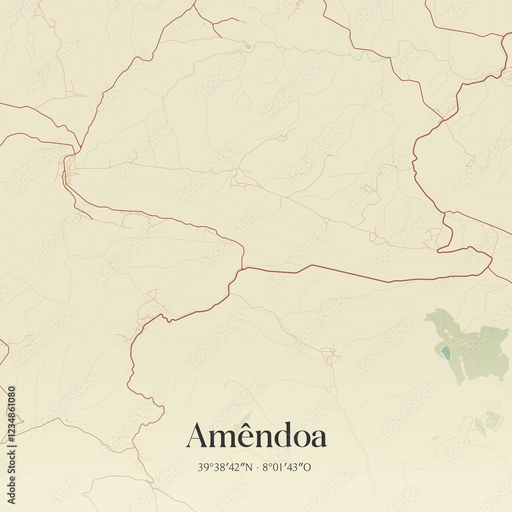 Fototapeta premium Vintage map of Am�ndoa, Portugal. 