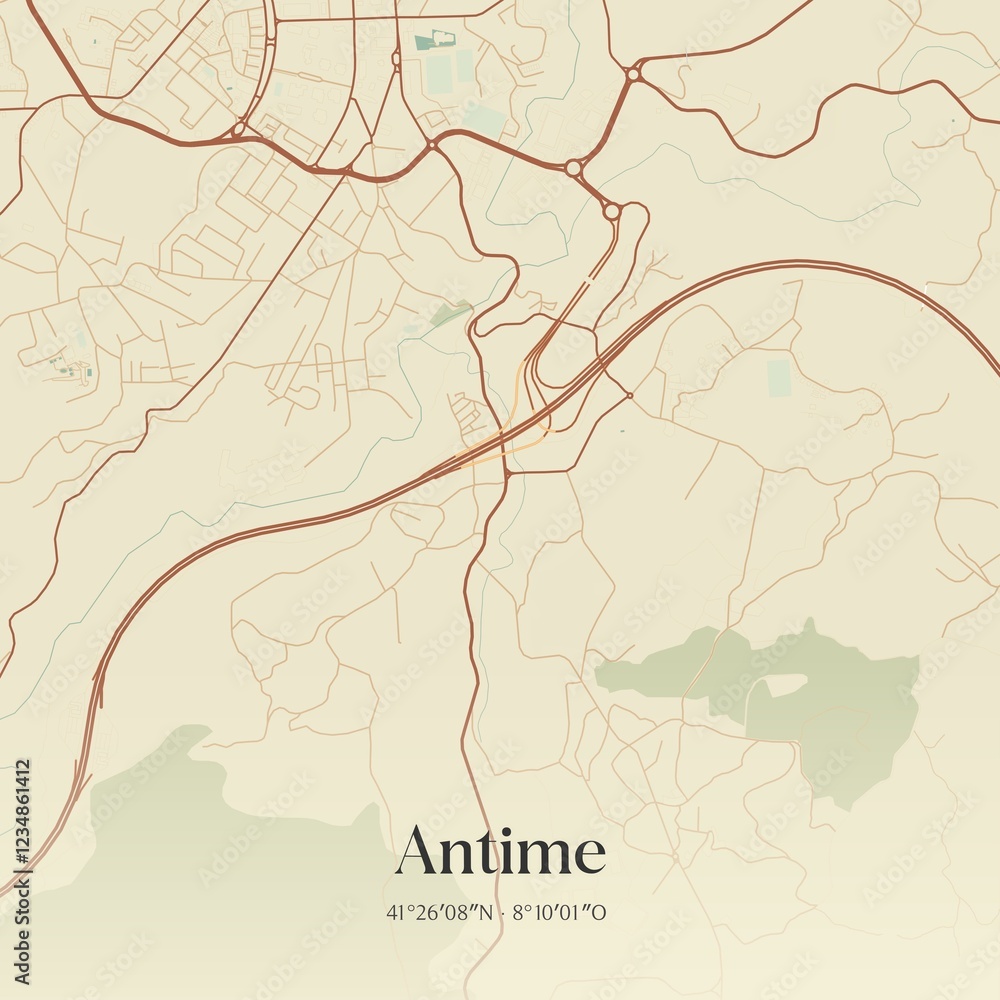 Obraz premium Vintage map of Antime, Portugal. 