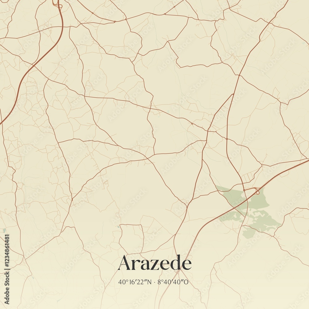 Obraz premium Vintage map of Arazede, Portugal. 