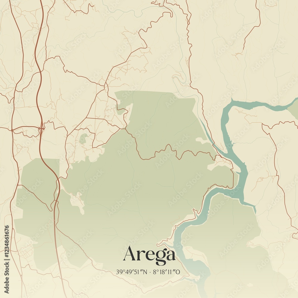 Obraz premium Vintage map of Arega, Portugal. 
