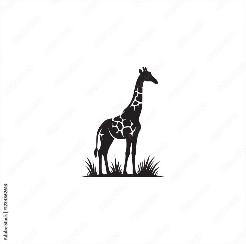 Fototapeta premium Black silhouette giraffe vector