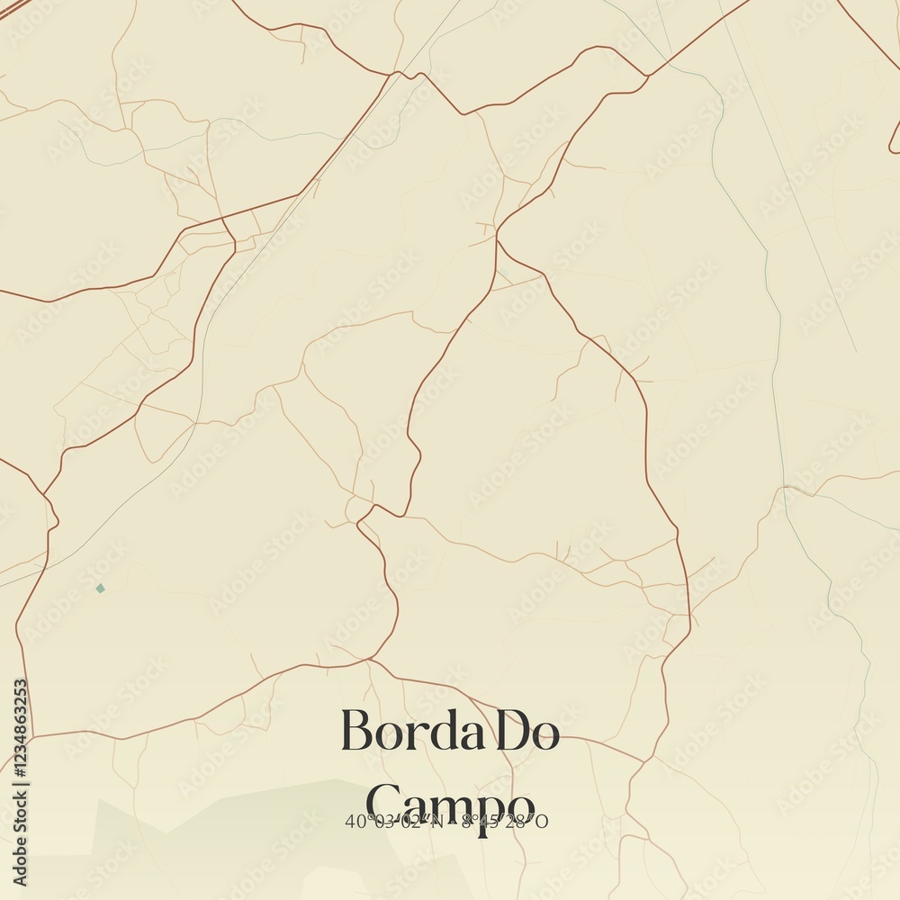 Obraz premium Vintage map of Borda Do Campo, Portugal. 