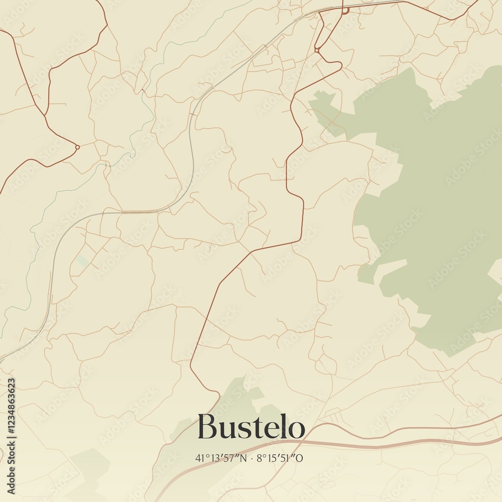 Fototapeta premium Vintage map of Bustelo, Portugal. 