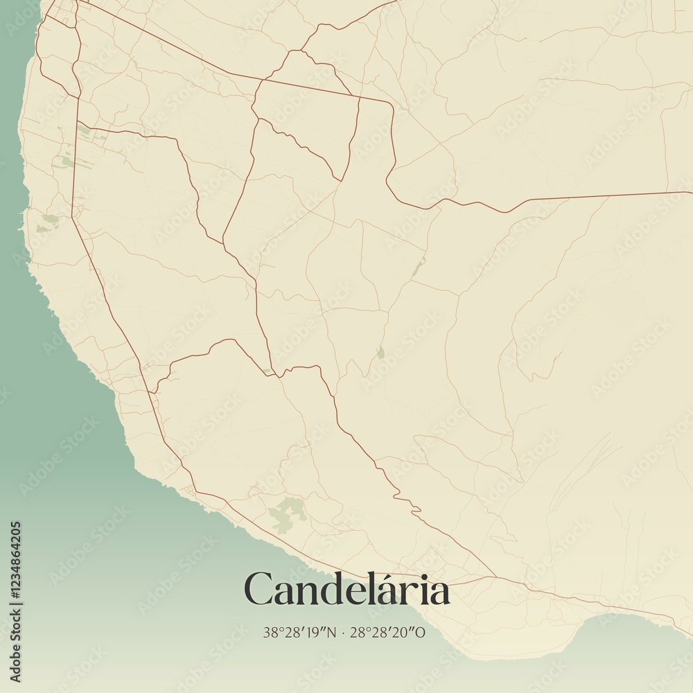 Fototapeta premium Vintage map of Candel�ria, Portugal. 