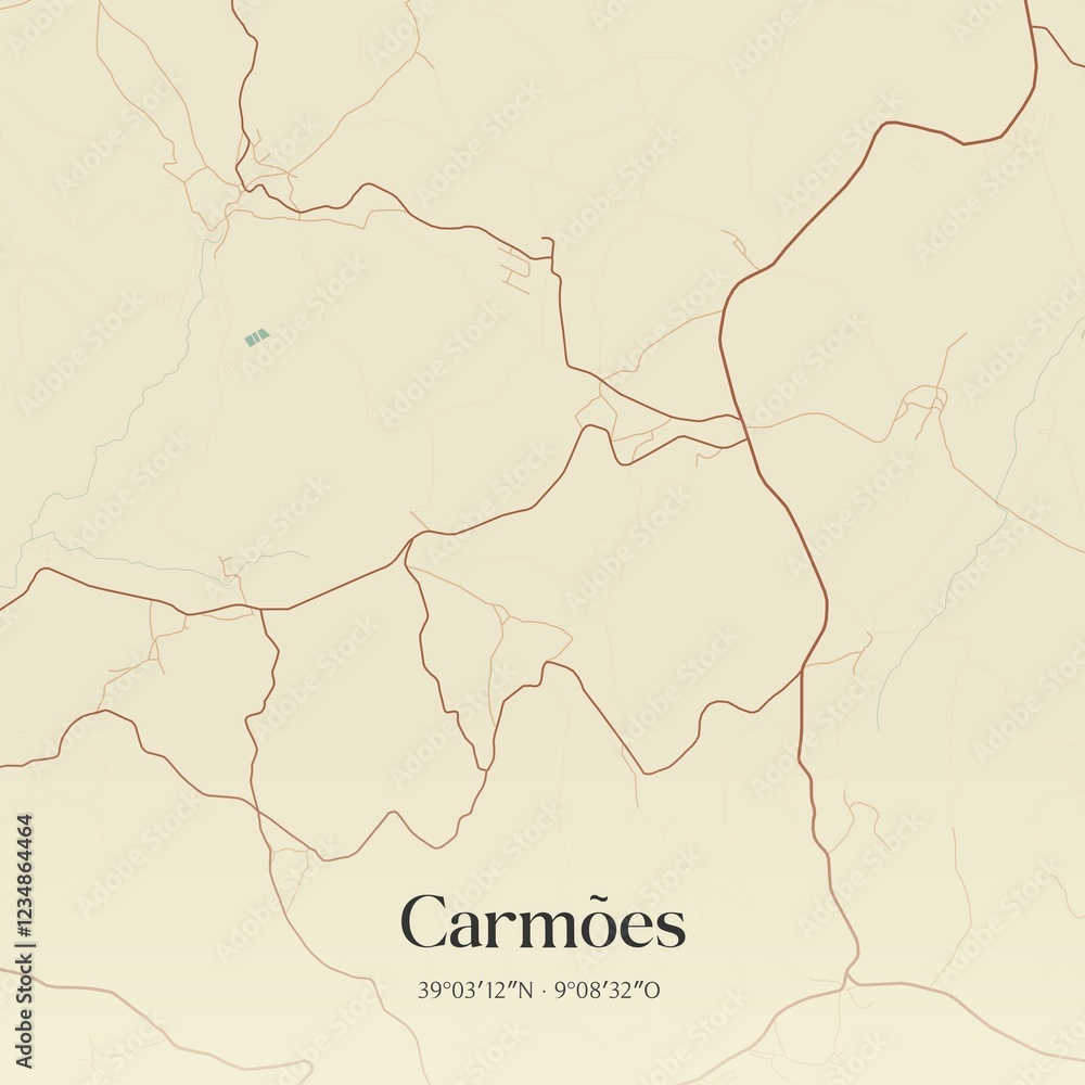 Obraz premium Vintage map of Carmões, Portugal.