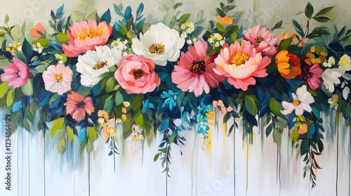 Vibrant Floral Bouquet Painting Artistic Impression