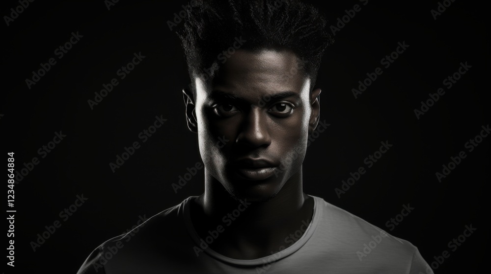 Obraz premium man intense portrait dark background