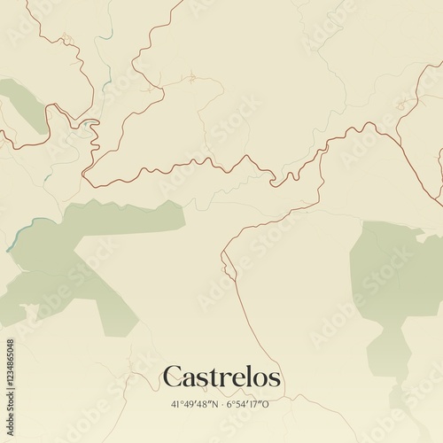 Vintage map of Castrelos, Portugal.  photo