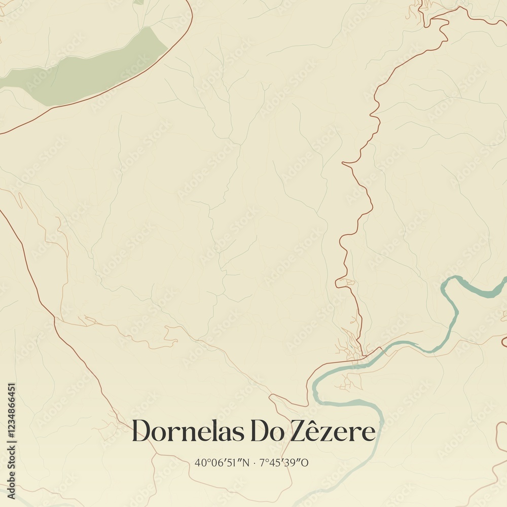 Fototapeta premium Vintage map of Dornelas Do Z�zere, Portugal.
