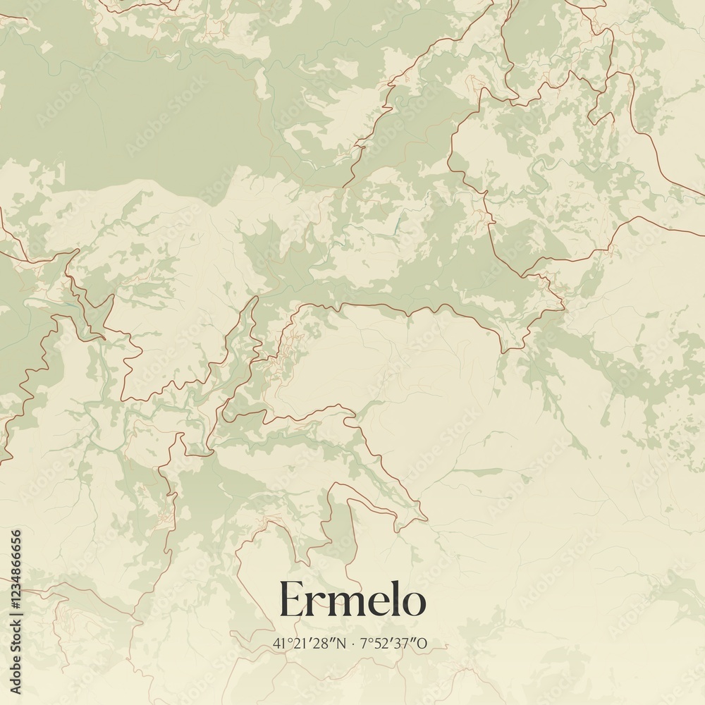Obraz premium Vintage map of Ermelo, Portugal. 