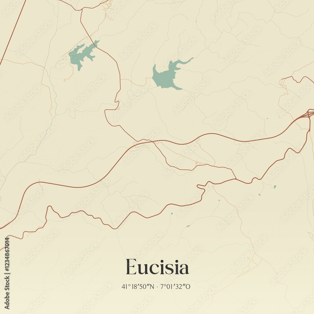 Fototapeta premium Vintage map of Eucisia, Portugal. 