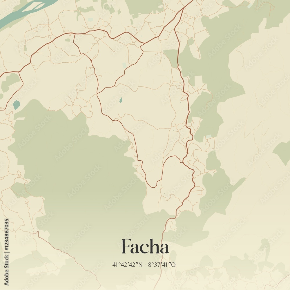 Obraz premium Vintage map of Facha, Portugal. 