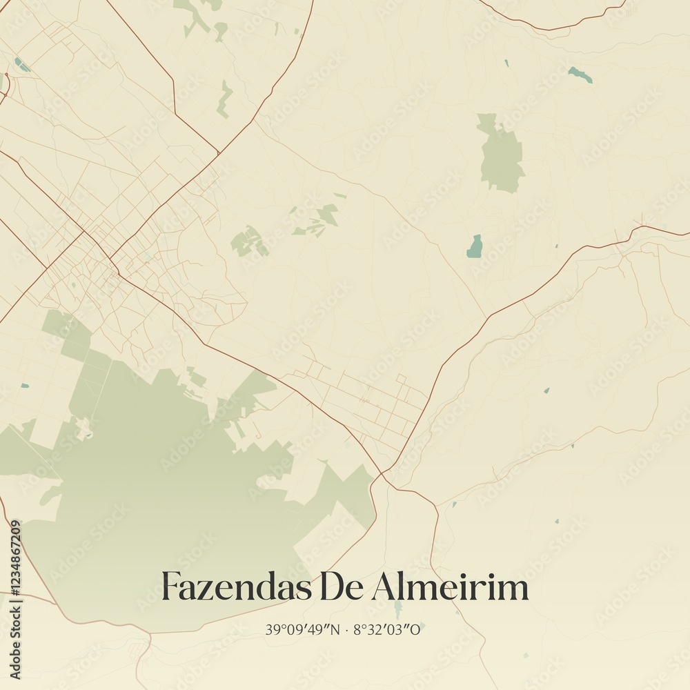 Obraz premium Vintage map of Fazendas De Almeirim, Portugal. 