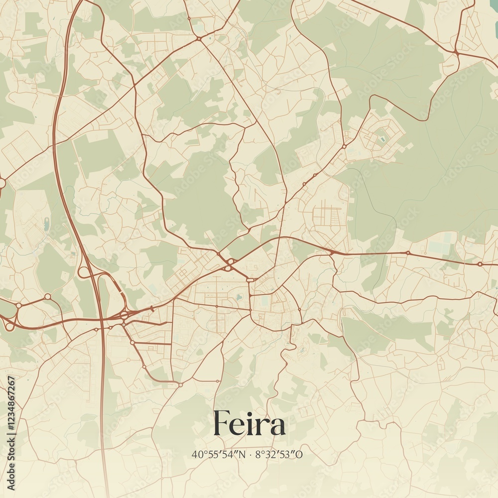 Obraz premium Vintage map of Feira, Portugal. 