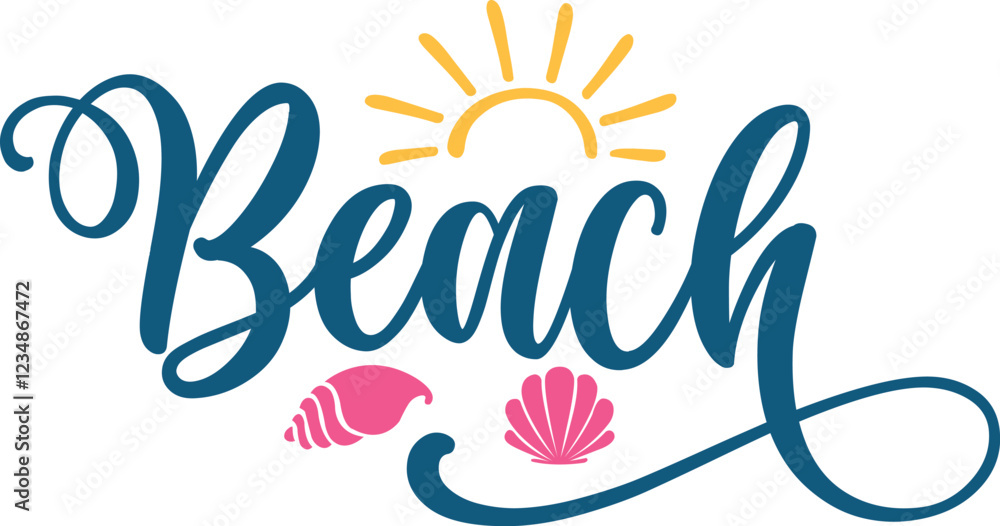 Beach typography clip art design on plain white transparent isolated background for card, shirt, hoodie, sweatshirt, apparel, tag, mug, icon, poster or badge Beach typography clip art design on plain white transparent isolated background for card, shirt, hoodie, sweatshirt, apparel, tag, mug, icon, poster or badge
