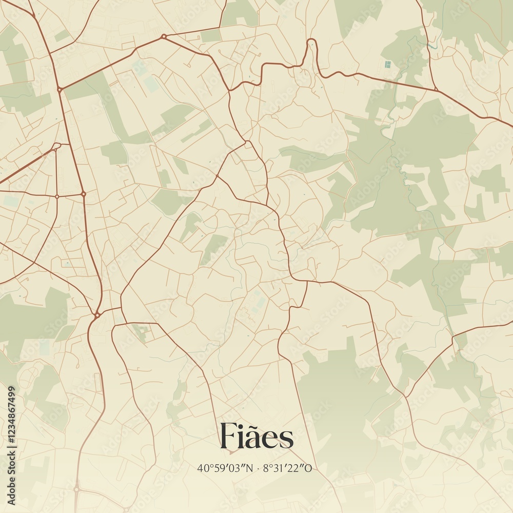 Fototapeta premium Vintage map of Fiães, Portugal.