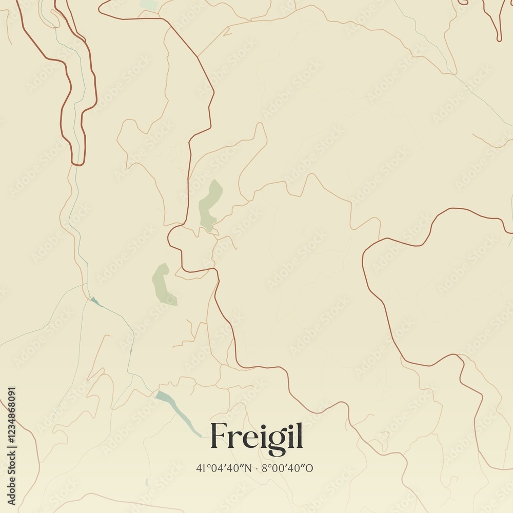 Fototapeta premium Vintage map of Freigil, Portugal. 