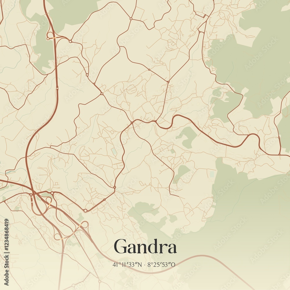 Fototapeta premium Vintage map of Gandra, Portugal. 