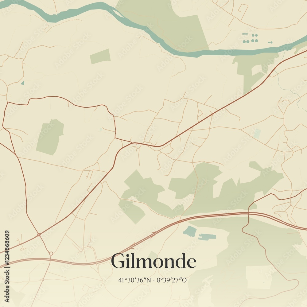 Fototapeta premium Vintage map of Gilmonde, Portugal. 