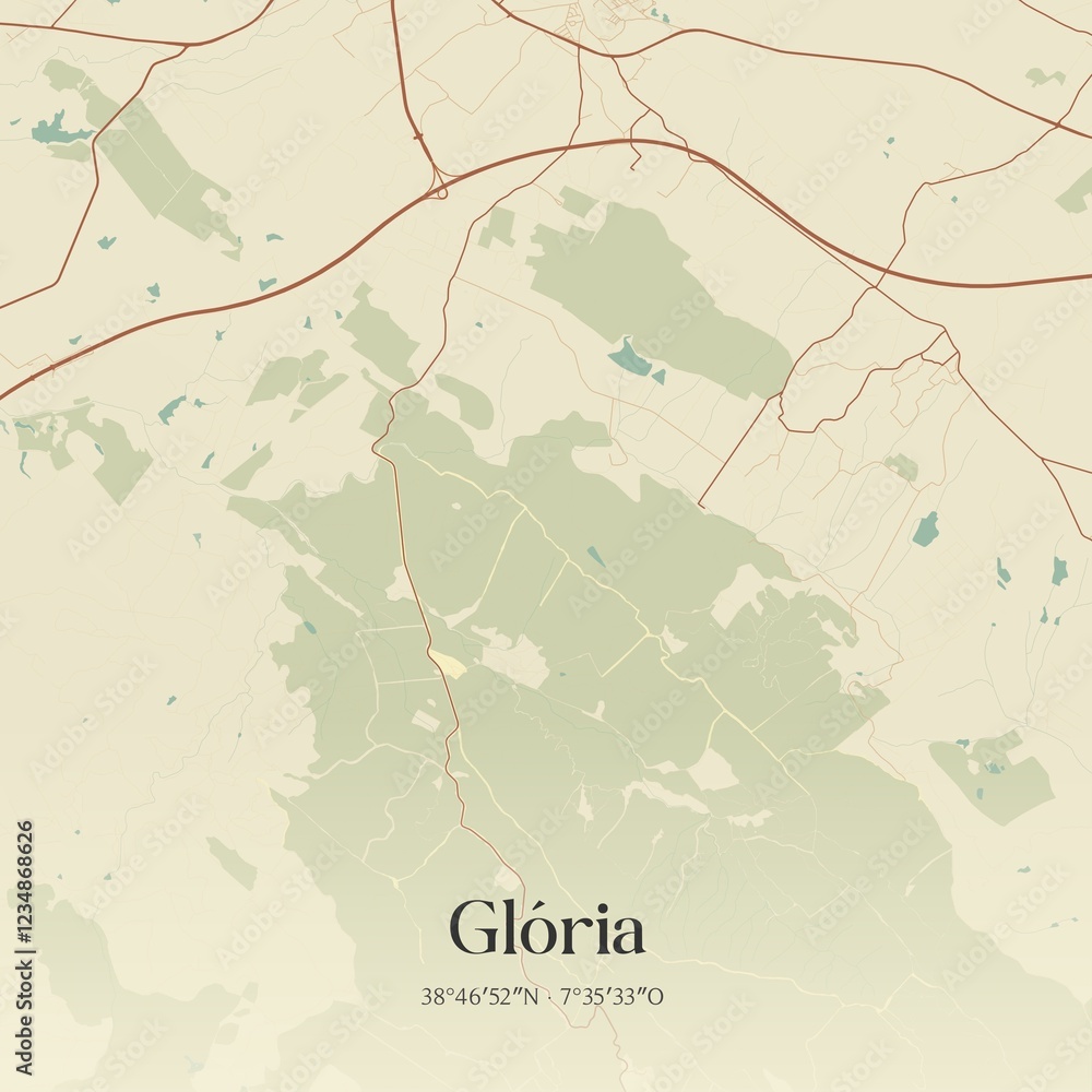 Fototapeta premium Vintage map of Gl�ria, Portugal.