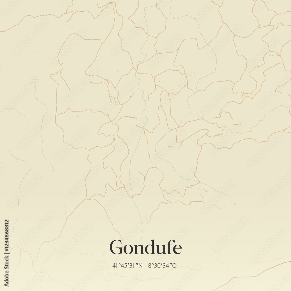 Obraz premium Vintage map of Gondufe, Portugal. 