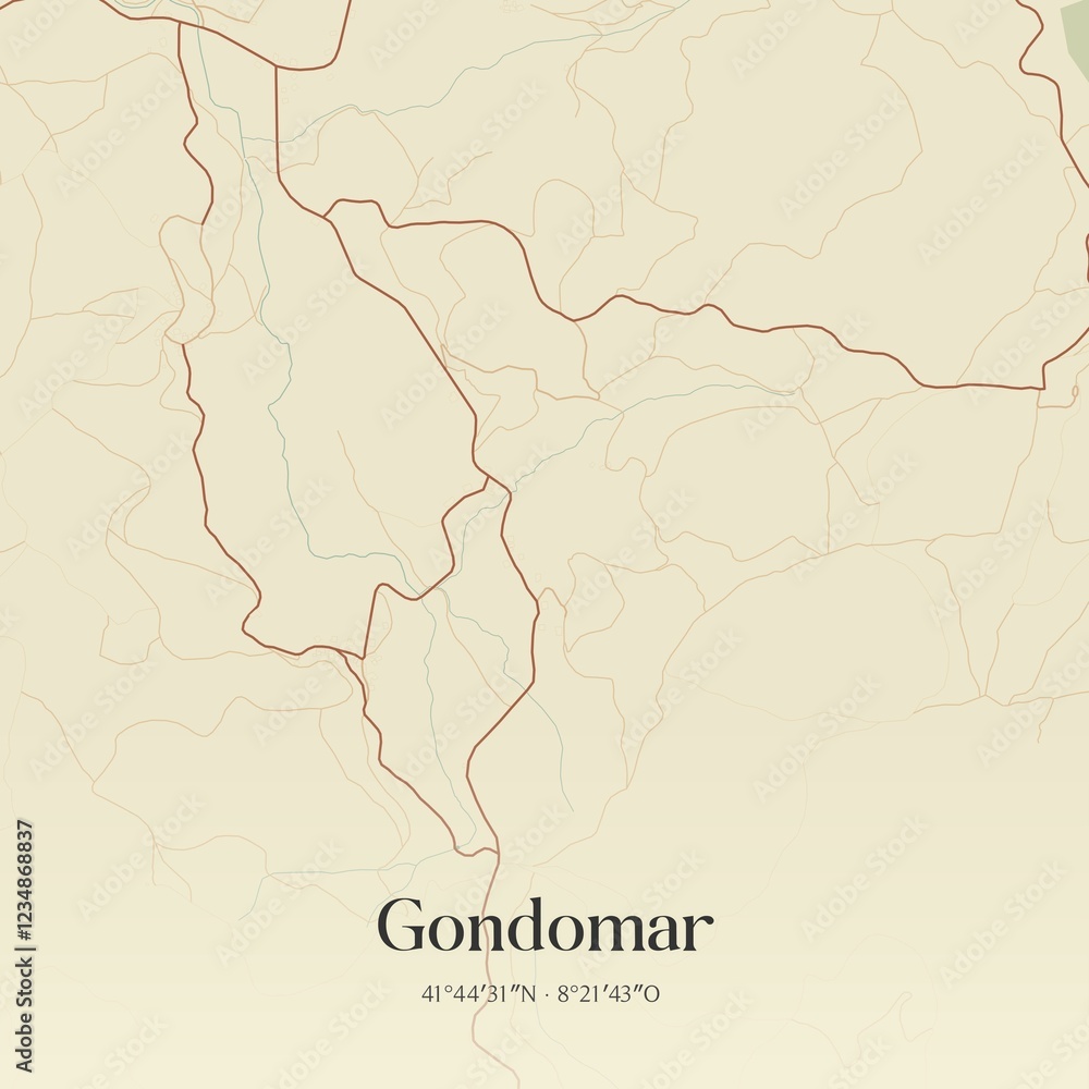 Obraz premium Vintage map of Gondomar, Portugal. 