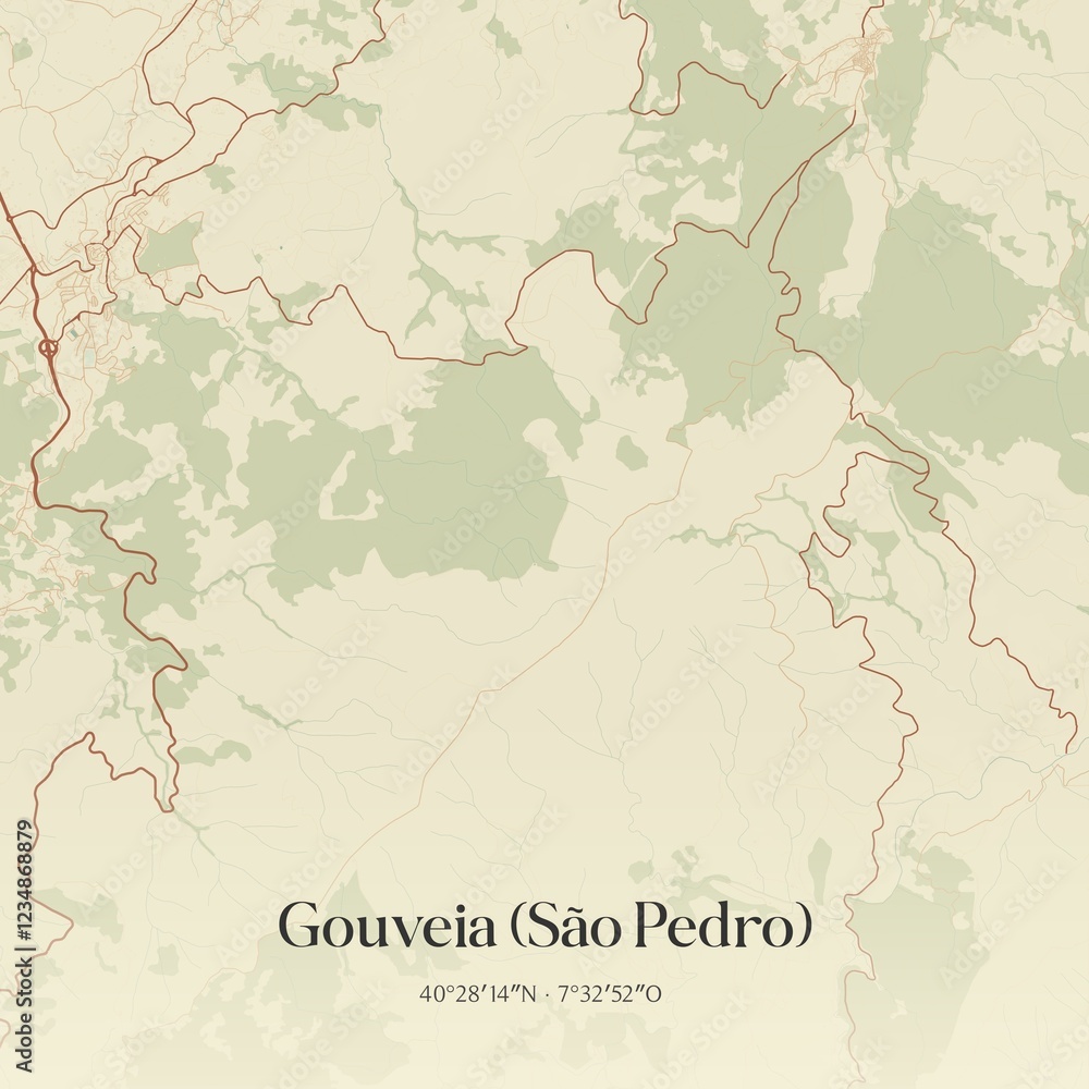 Fototapeta premium Vintage map of Gouveia (São Pedro), Portugal.