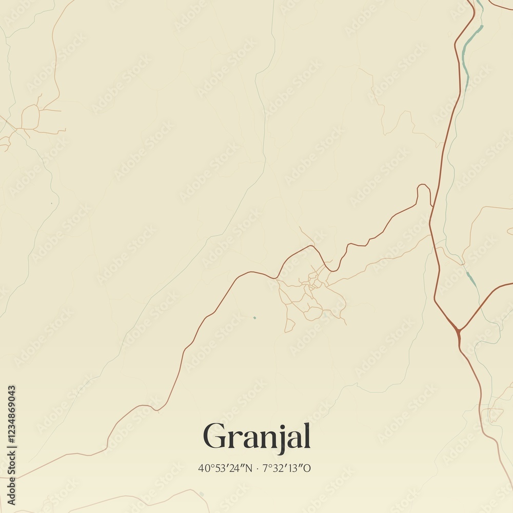 Fototapeta premium Vintage map of Granjal, Portugal. 