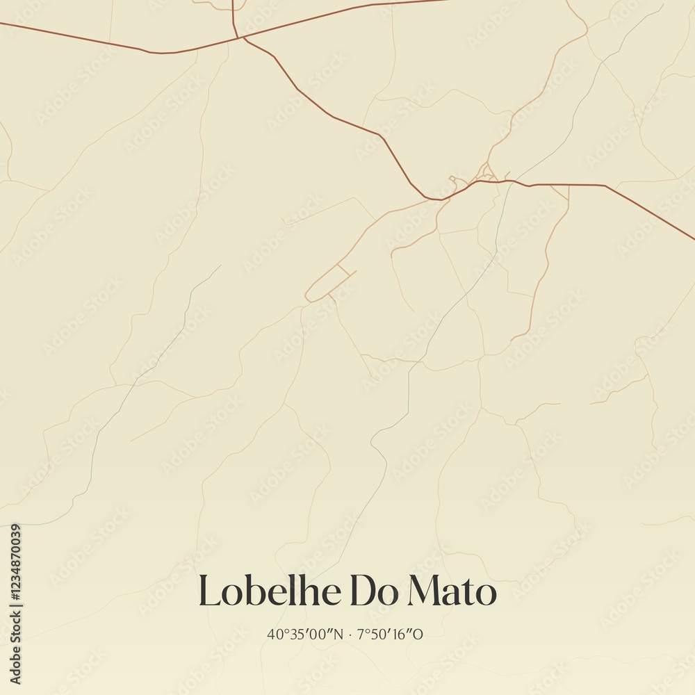 Fototapeta premium Vintage map of Lobelhe Do Mato, Portugal. 