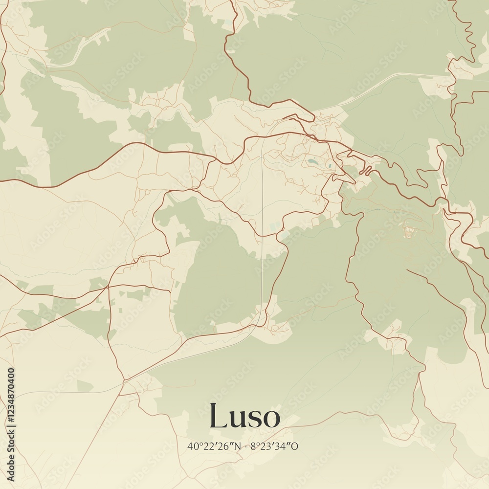 Obraz premium Vintage map of Luso, Portugal.